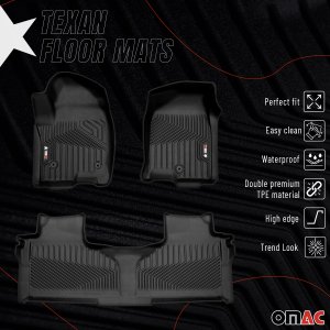 Cadillac Escalade Floor Mats - Front + Rear - Omac - 3D Texan Premium TPE - Black - 2021